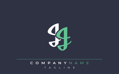 Elegant Stylized JJ Lettering Design. Stylish Modern Logo featuring Monogram Letters in White and Teal Shade