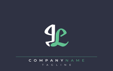 Elegant Stylized JL Lettering Design. Stylish Modern Logo featuring Monogram Letters in White and Teal Shade