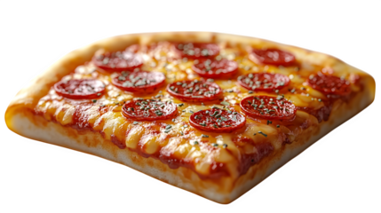 3D cartoon pizza slice icon, isolated on white background