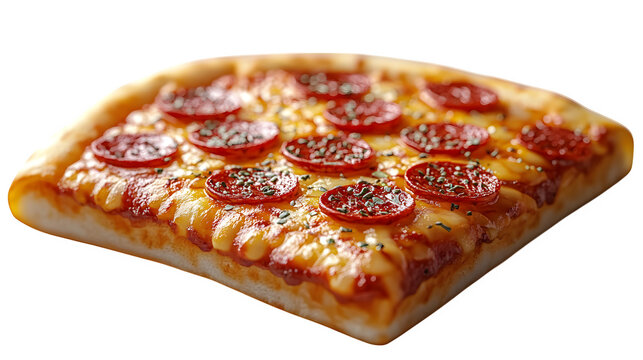 3D cartoon pizza slice icon, isolated on white background