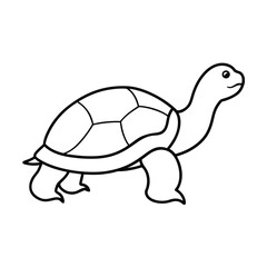 turtle walking slowly simple contour vector line art 
