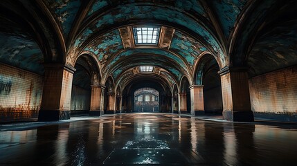 Obraz premium Majestic interior of a decaying, historical building.