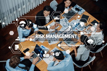 Explore diverse teams engaging in risk management and assessment strategies, showcasing collaboration for innovative solutions in a business environment. Amity