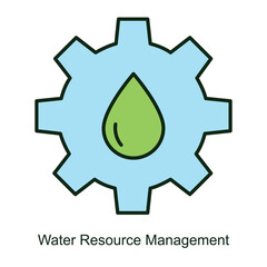 Vector icon for Water Resource Management with Drop and Circular Arrows. Represents sustainable water use, recycling, and conservation practices for efficient resource management.