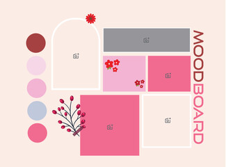 Spring Mood board Illustration Design Mood Board Template Vector