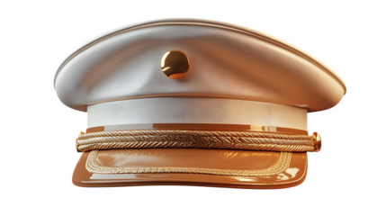 Classic military cap, 3D rendering, cartoon plastic style icon, isolated on white background