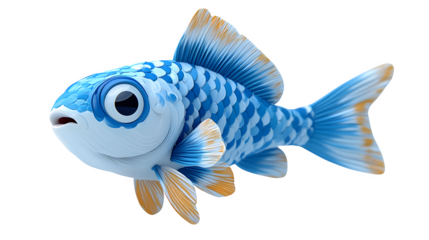 3D fish icon, cartoon aquatic animal in isometric plastic style