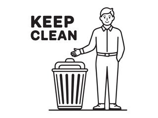 Smiling person disposing of trash, promoting cleanliness