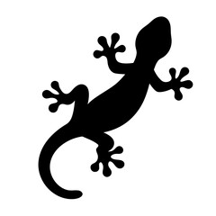 Obraz premium Simple Black Silhouette of a Gecko Against a White Background Illustration