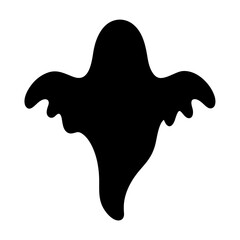 Simple black ghost silhouette floating on white background for Halloween design