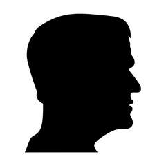 Silhouette of a man's head and shoulders in side profile view