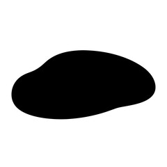 An abstract black organic blob shape on a white empty background
