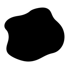 Abstract black blob shape with irregular edges on a clean white background