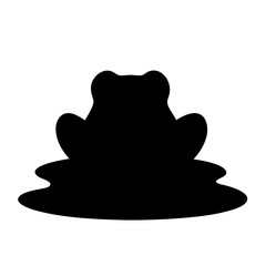 Silhouette of a frog sitting in water on a white background art
