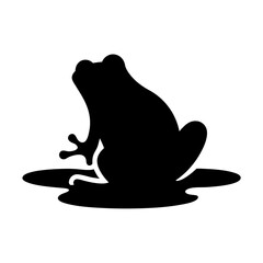 Obraz premium Silhouette of a frog sitting in water, casting a dark shadow
