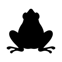 Silhouette of a Frog in a Sitting Position on a White Background