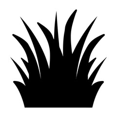 Silhouette of a tuft of grass isolated on a white background