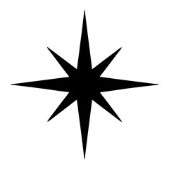 Eight pointed star illustration featuring a simple black vector design on white