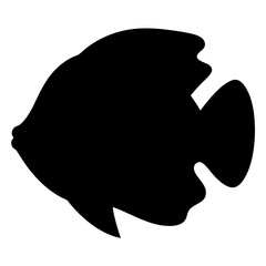 Black silhouette of a marine tropical fish with fins and scales