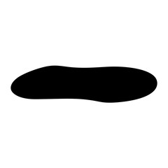 A black abstract shape horizontally aligned against a plain white background