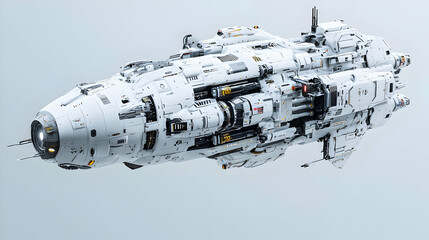 Pixel Art Futuristic Spaceship In White