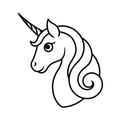 unicorn head wavy mane outline vector art