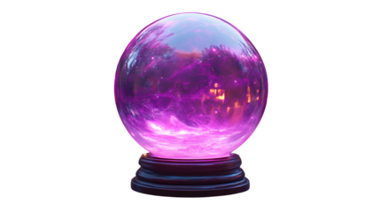 3D magic crystal ball, purple fortune-telling globe, realistic plastic icon