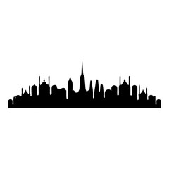 Naklejka premium Detailed Black and White Silhouette of a Middle Eastern Cityscape
