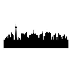 Obraz premium Silhouette of a generic city skyline with tower on clear background