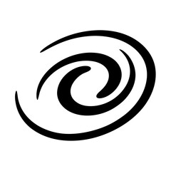 Simple black spiral vortex design on a white background creating motion