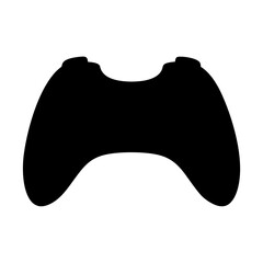 Black silhouette of a classic video game controller isolated on white background © Atique62