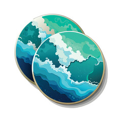 Ocean Mist Resin Coasters - Handmade Beach-Inspired Coaster Set with Shells & Sea Glass-features sustainable materials like wood, jute, and clay crafted into beautiful wall hangings, planters