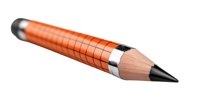 3D pencil icon, plastic cartoon drawing tool isolated on white