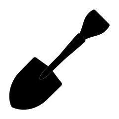 Simple Black Silhouette of a Garden Trowel or Small Shovel for Planting