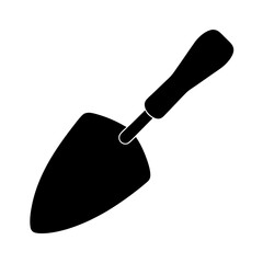Silhouette image of a garden trowel, a hand tool for gardening