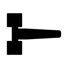 Stylized black silhouette of a mallet or gavel on white background