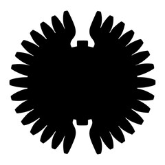 Abstract Black Silhouette Resembling Wings or Gears with Multiple Extensions