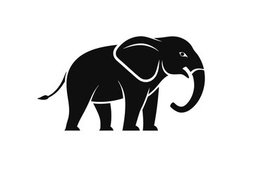Fototapeta premium Silhouette of a large elephant standing gracefully on a white transparent background conveys simple elegance