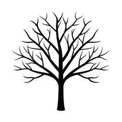 Fototapeta premium Winter Tree Branch Silhouette Vector Illustration on Pale Backdrop