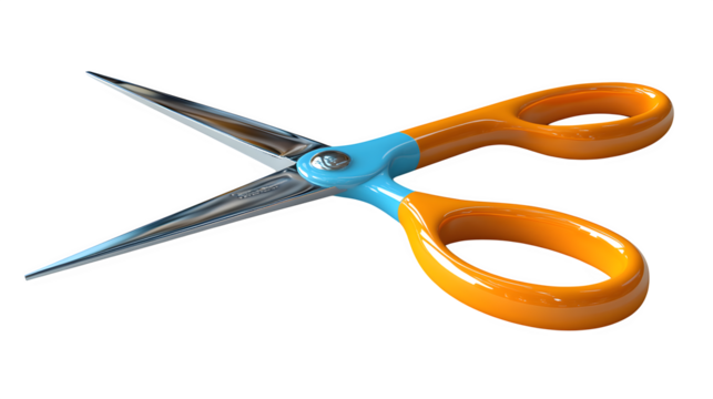 3D rendering of minimal scissors icon in cartoon plastic style, isolated on white background