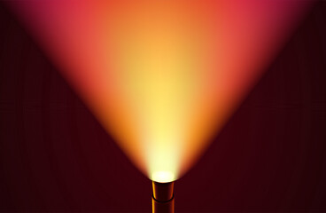 Vector orange bottom spotlight with soft yellow and red shades on dark background
