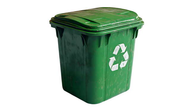 3D trash can icon, plastic realistic recycling bin isolated on white