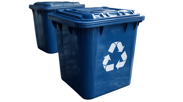 3D trash can icon, plastic realistic recycling bin isolated on white