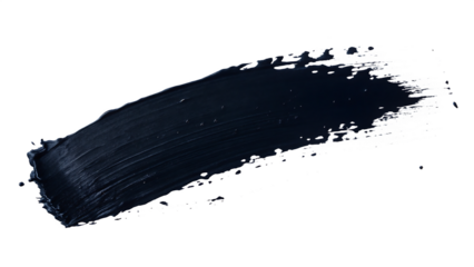 black paint brush stroke isolated on white background PNG
