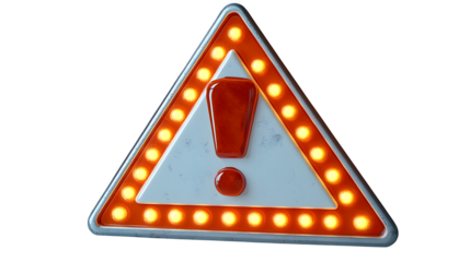 3D white alert triangle sign with exclamation mark, realistic cartoon plastic style, isolated on white background