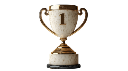 Golden trophy cup icon in celebration 3D style, isolated on white background