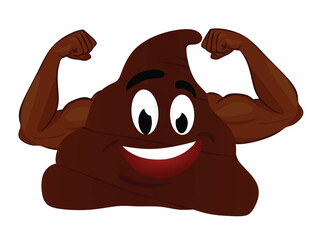 Poop  emoticon with muscles. vector
