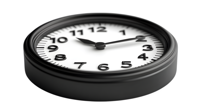 Black alarm clock icon, 3D cartoon plastic style, isolated on white background