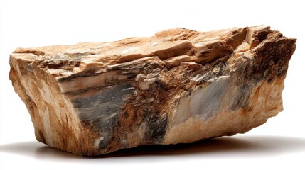 Isolated Piece of Orthoclase: Natural Feldspar Mineral Cobble with Unique Texture