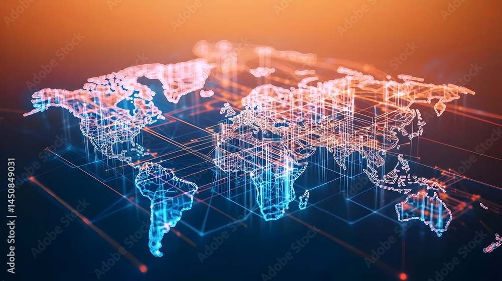 Poster global network map visualization
